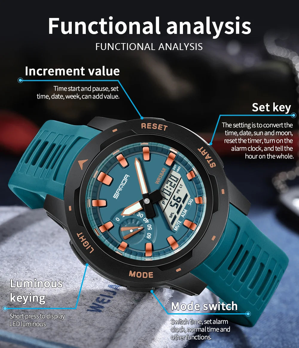 Reloj Deportivo SANDA LED Doble Pantalla para Hombre