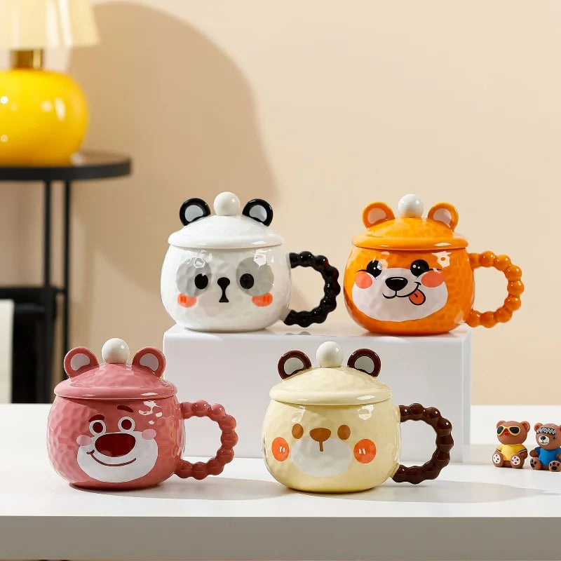 Taza de café de cerámica premium con tapa para hogar y oficina