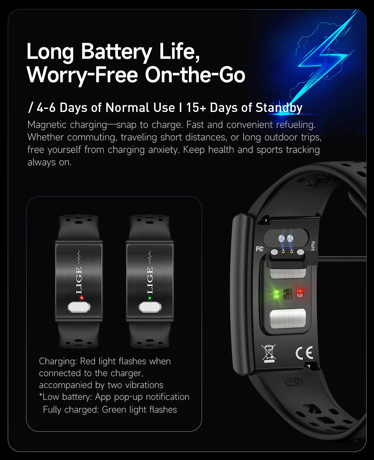 LIGE Pulsera Inteligente ECG+PPG Grado Médico