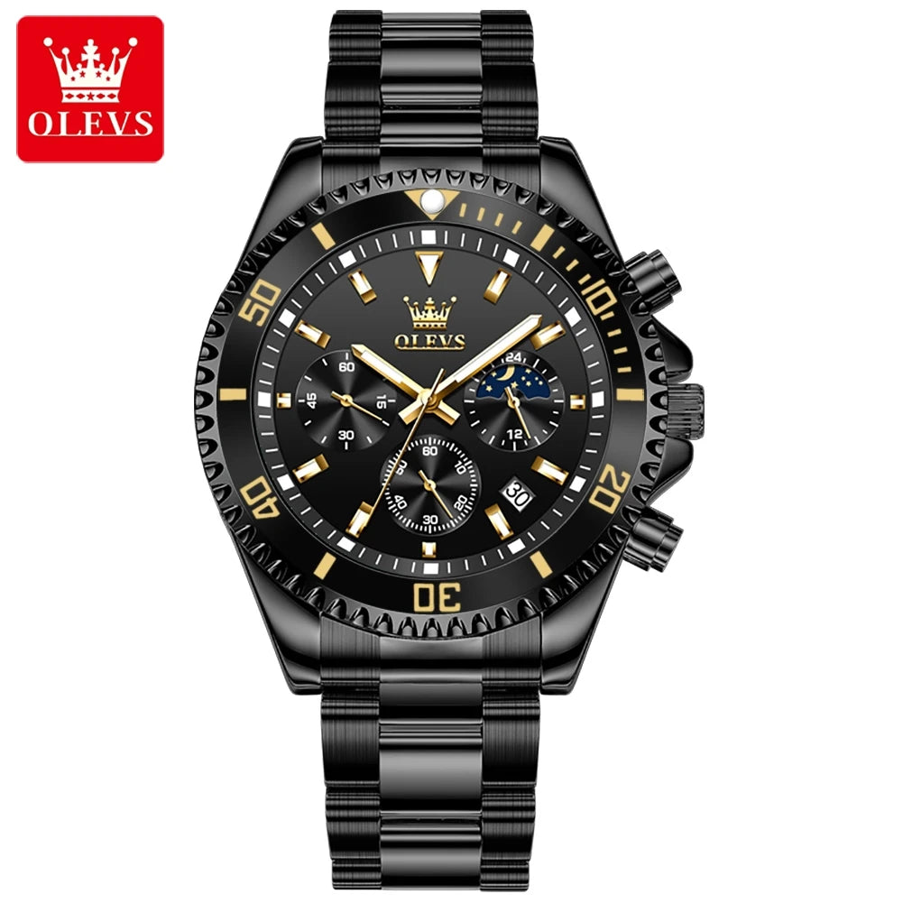 Reloj de Cuarzo OLEVS 2870 Cronógrafo con Fase Lunar para Hombre