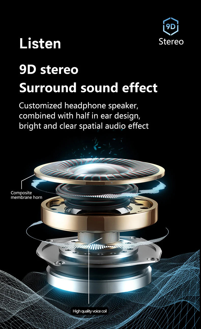 MZYMI Auriculares Bluetooth 5.3 Pantalla Digital