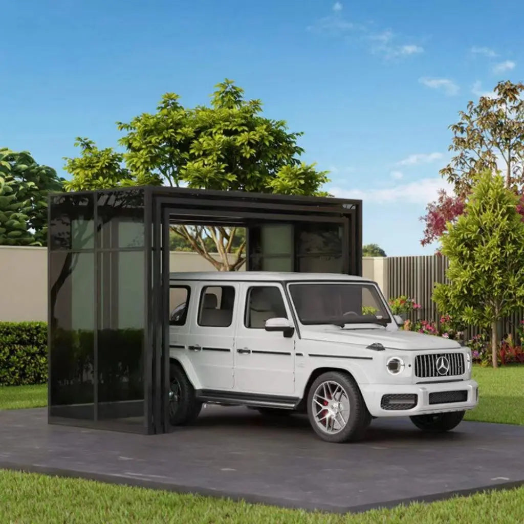 Toldo Retráctil Eléctrico Plegable de Aluminio, Techo Inteligente Automático para Garaje, Cochera, Hotel, Villa Residencial