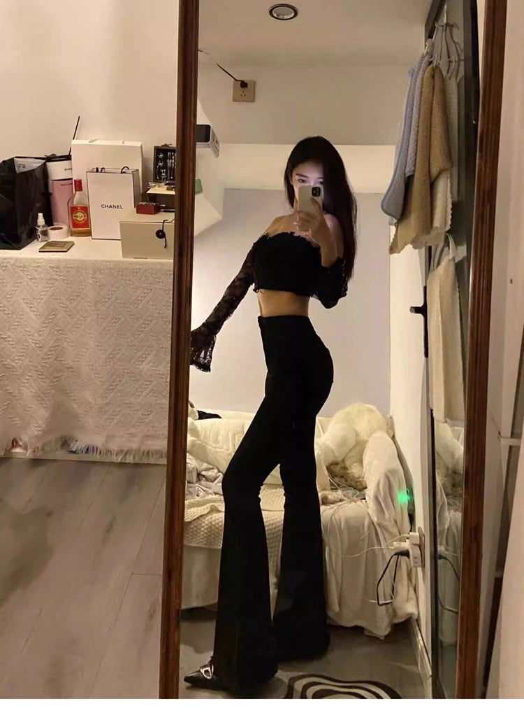 Pantalones Vaqueros Acampanados de Cintura Alta con Forro Polar para Mujer, Talla Grande
