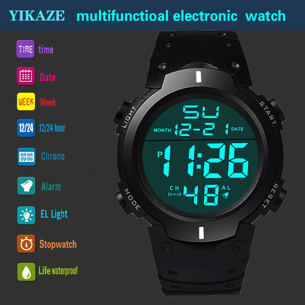 Relojes deportivos LED para hombre, Reloj Digital de marca superior para hombre, Reloj electrónico multifuncional de goma para hombre, Reloj electrónico para cronometraje de atleta