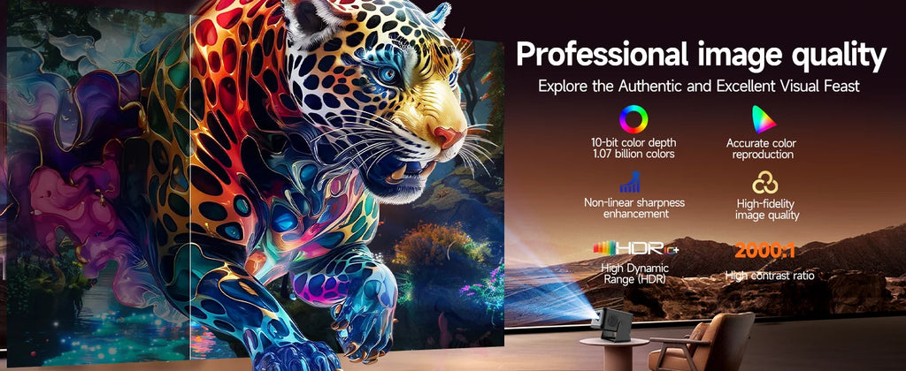 Proyector Magcubic Android 14, 900 ANSI, Enfoque Automático, 8K Nativo, 1080P, con Wifi 6, BT 5.4, HY350Max, para Películas, Uso en Exteriores, Proyección Multiángulo