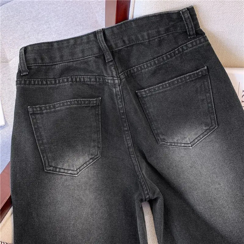 Pantalones Vaqueros Rectos de Lana Gruesa para Mujer, Terciopelo, Invierno
