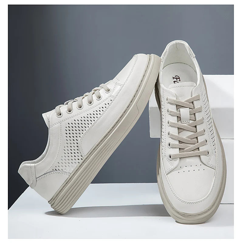 Zapatos Casuales de Cuero Genuino para Hombre - Suela Gruesa
