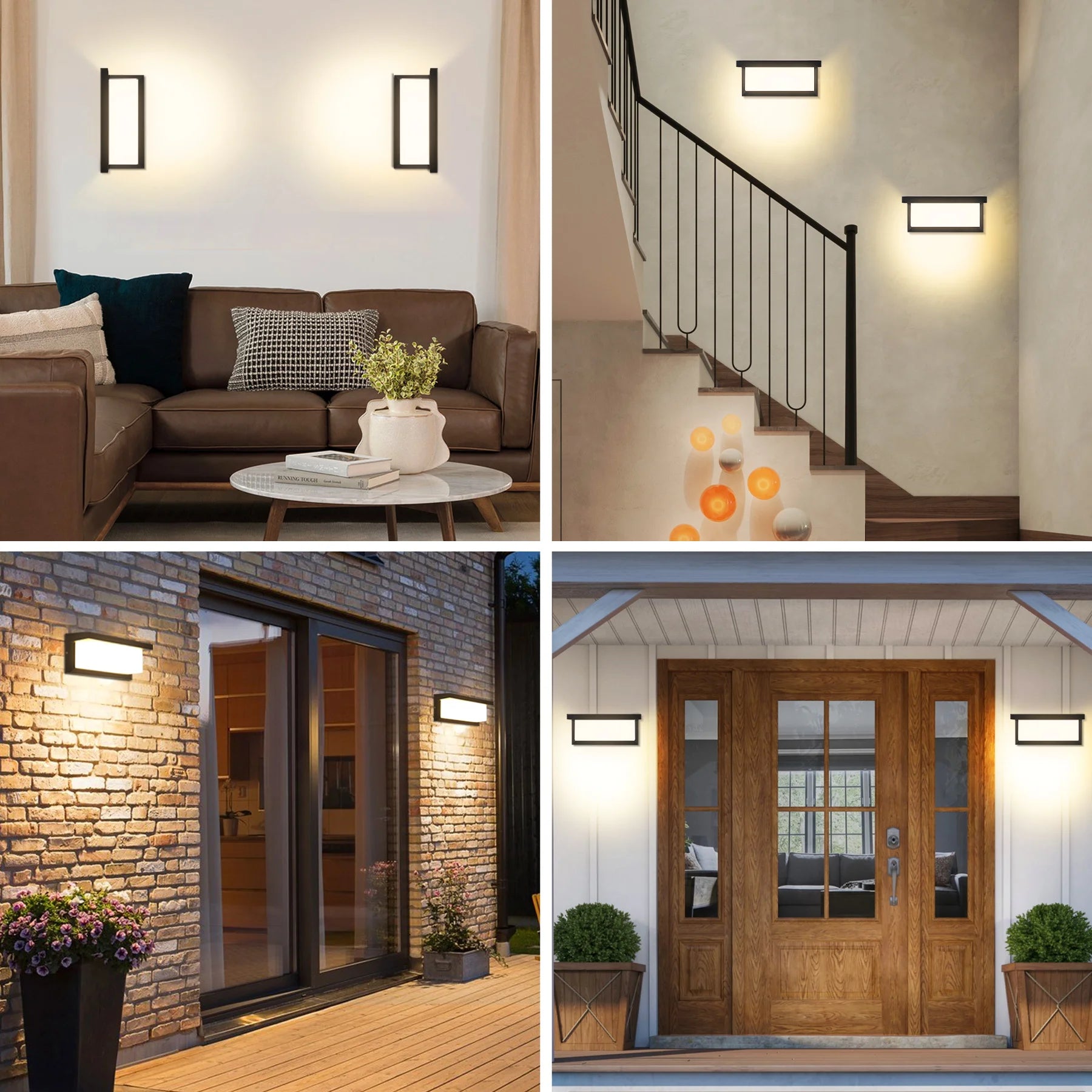 Aplique de Pared LED Moderno Negro IP65 25W para Interior