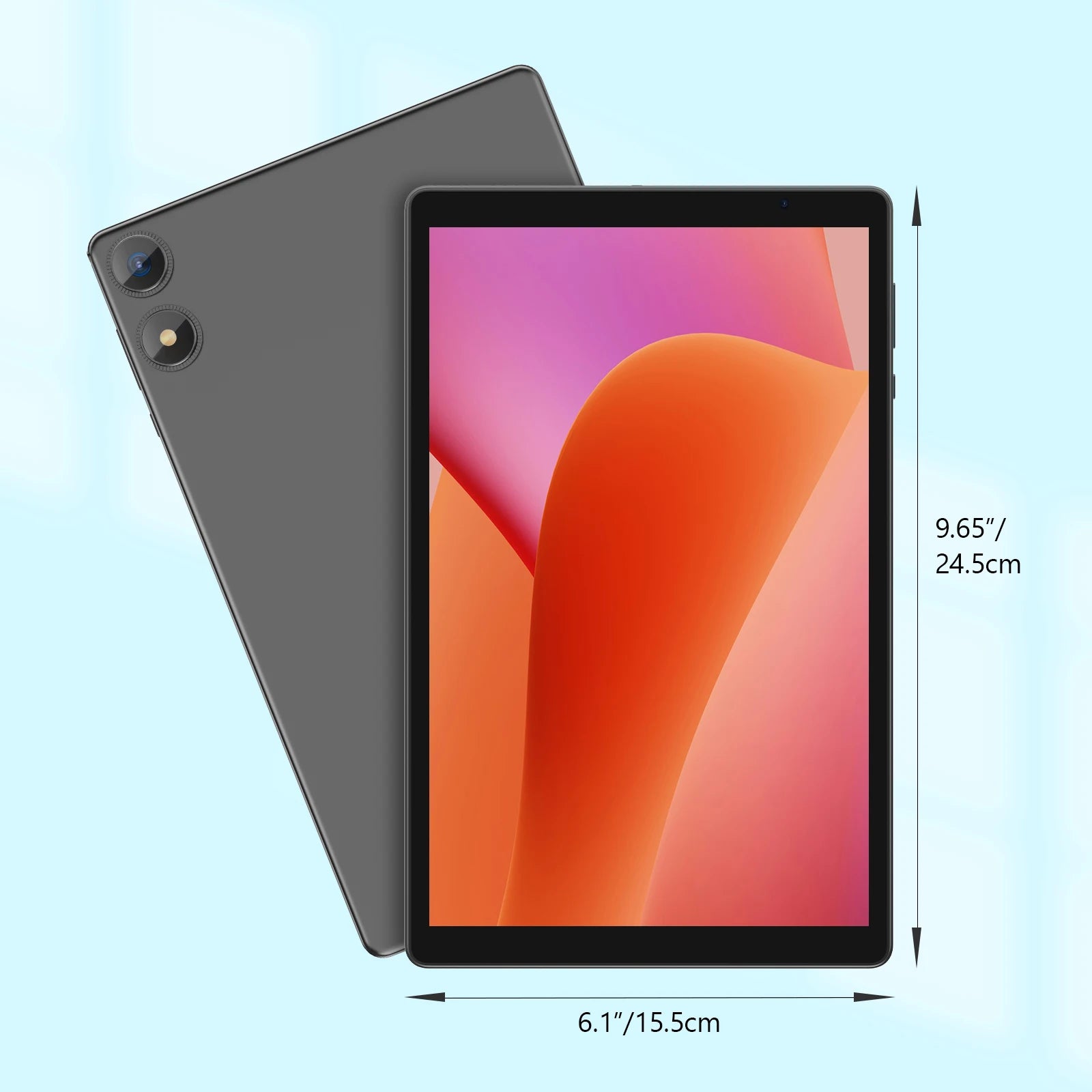 Tableta BAKEN Android 15, almacenamiento 8 (3+5)GB + 32GB, procesador penta-core, Wi-Fi6, Bluetooth, USB-C, Google Play Store,