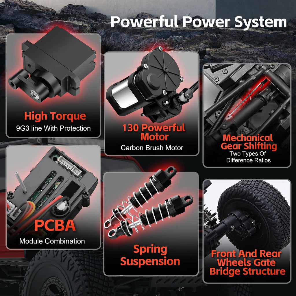 WLtoys 184023 1:18 Vehículo Todoterreno 4WD, Auto RC 2.4G RTR, Crawler Eléctrico a Control Remoto con Luces LED, Juguetes para Niños