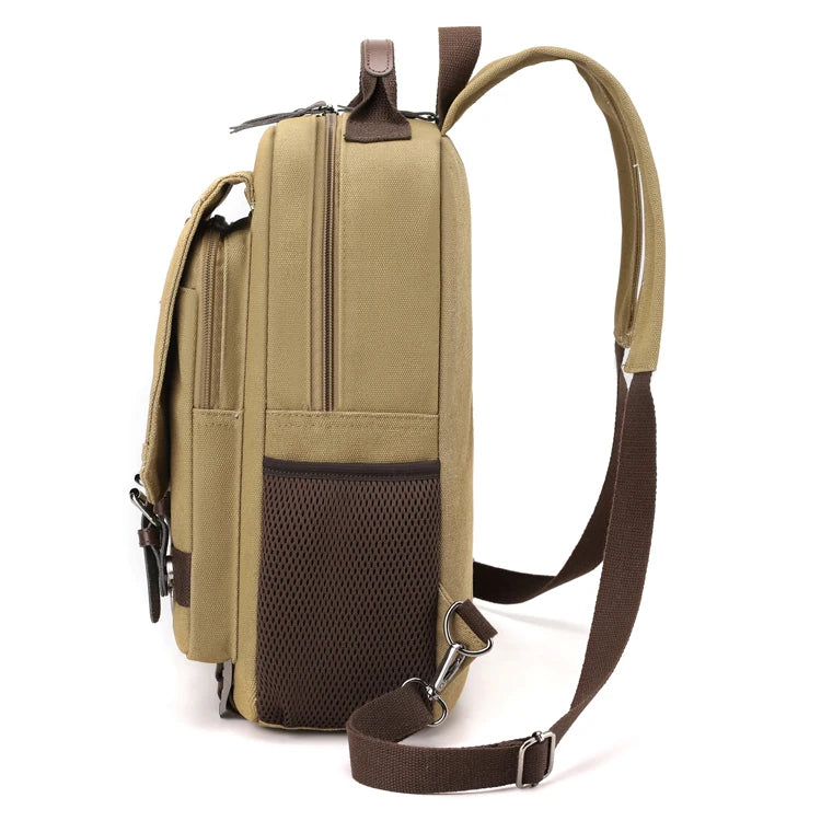 Mochila Retro de Lona Multifuncional para Senderismo