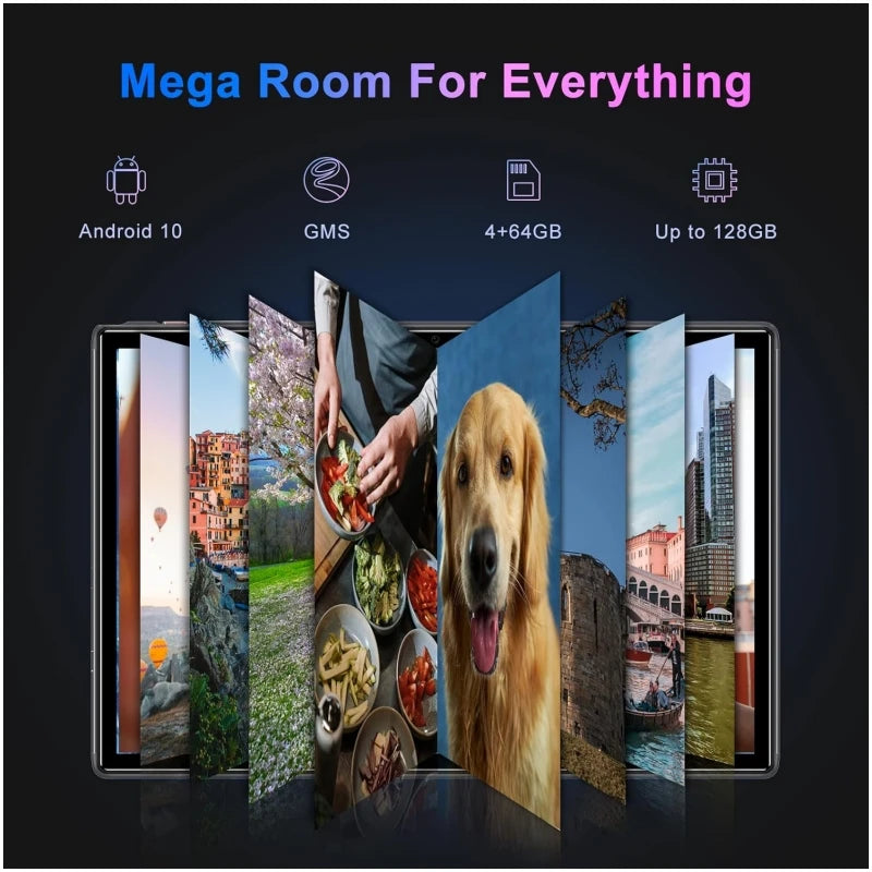 Tablet PC A6 de 10.1 Pulgadas con Android 12, 4GB+64GB de Almacenamiento, Cámaras Duales, Batería de 8000mAh, Octa-Core UNISOC, 1280 x 800 Píxeles