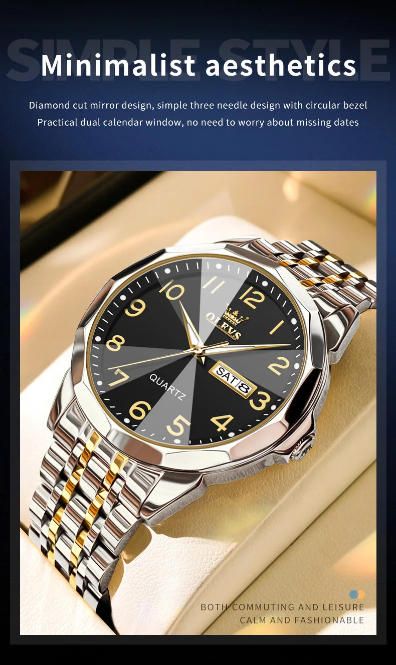 Reloj de Cuarzo Analógico para Hombre OLEVS 9970 Acero Inoxidable Negocios