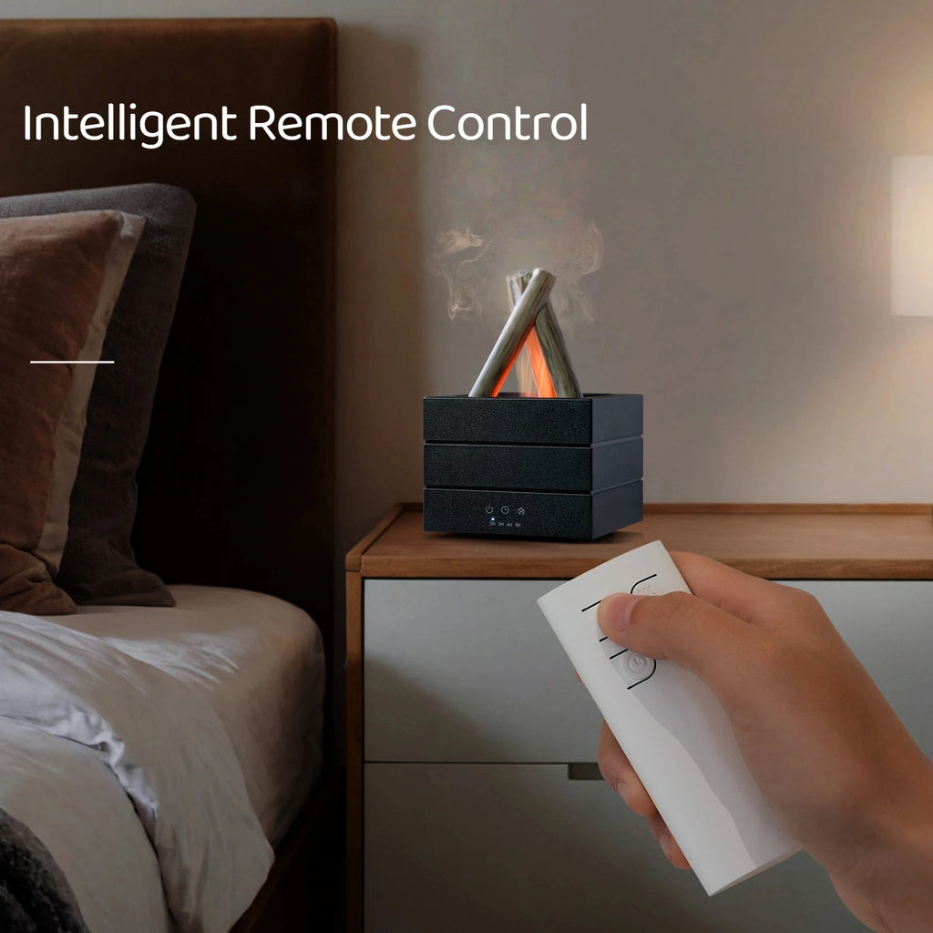 Difusor de Aroma de llama de 280ml, humidificador de aire USB, luz de ambiente colorida y Control remoto, difusor de Aroma de aceite esencial de hoguera