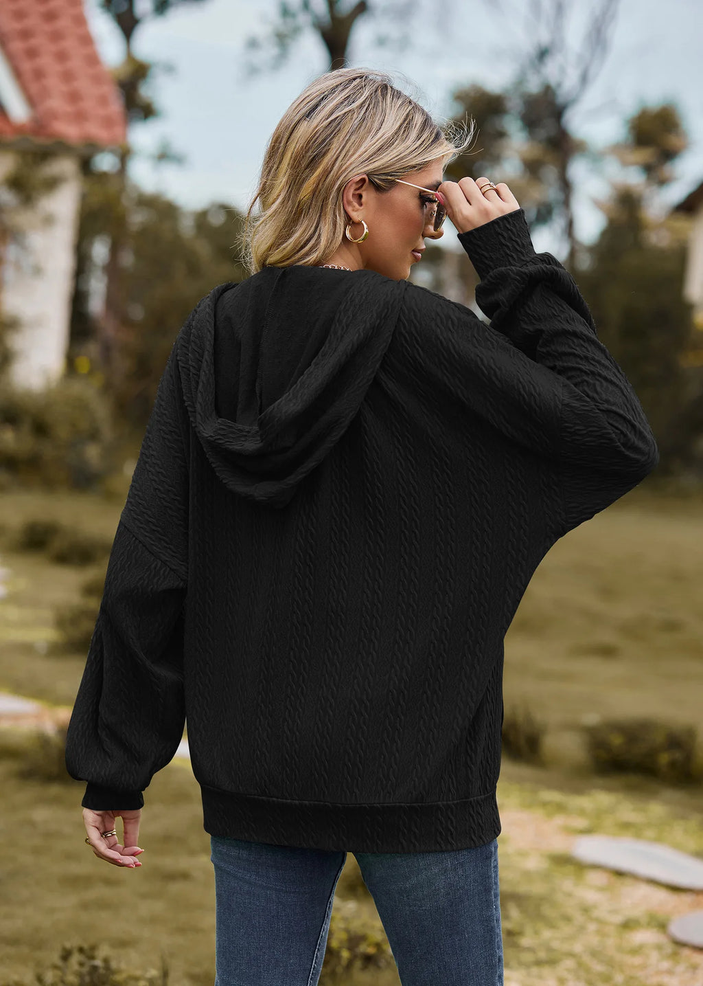 Sudadera con cremallera para mujer, abrigo informal de manga larga, ropa de calle de Color liso, holgado, Harajuku, otoño e invierno, 2024