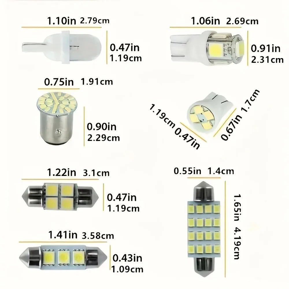 Kit de bombillas LED para coche, 42 Uds., 6000K, 12V, blanco, luz de mapa Interior, luz de techo, luz Interior de coche para un paseo más brillante