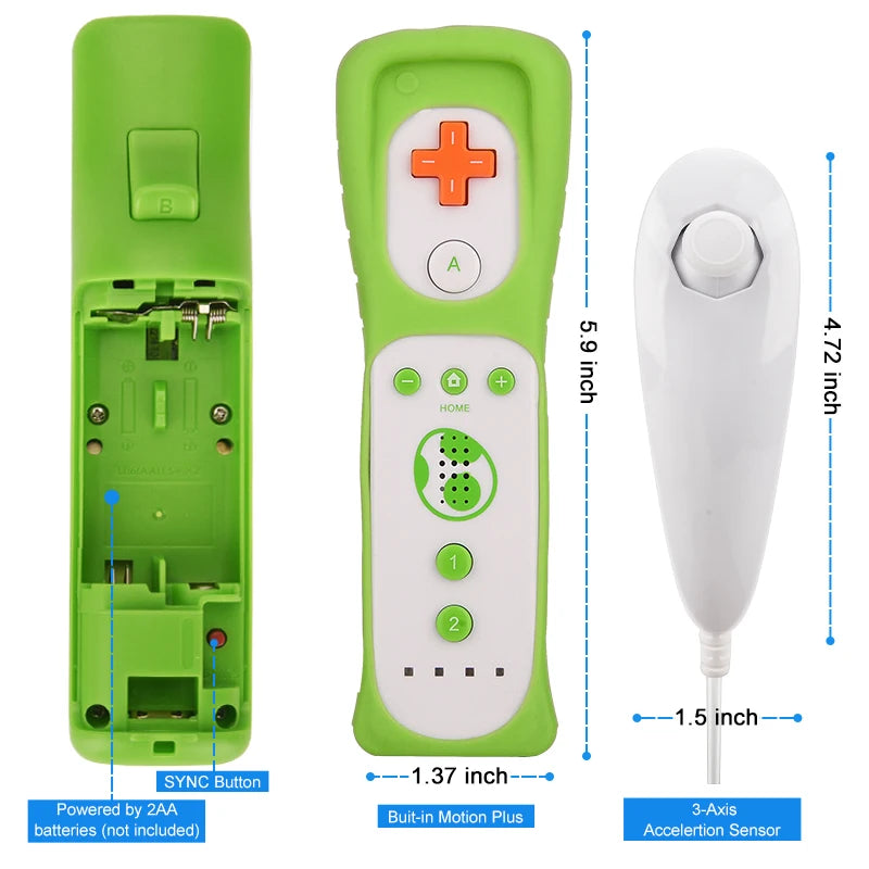 Control Remoto Inalámbrico con Motion Plus para Nintendo Wii y Wii U