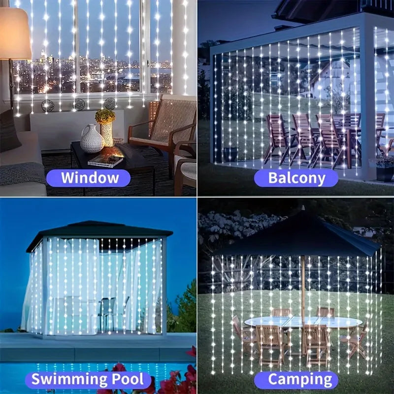Luces de Cortina Solar LED para Jardín y Patio 100-300 LEDs