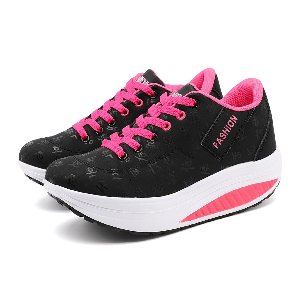 Zapatillas de Cuña para Mujer - Transpirables, Suela Gruesa y Cordones