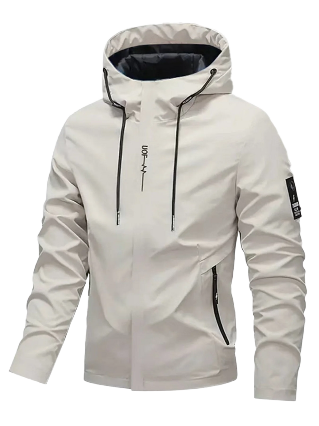 Chaqueta con Capucha para Hombre – Estampado Letras, Cierre Cremallera