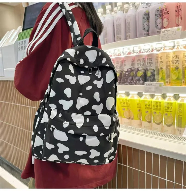Mochila Escolar de Moda con Estampado de Vaca para Niños