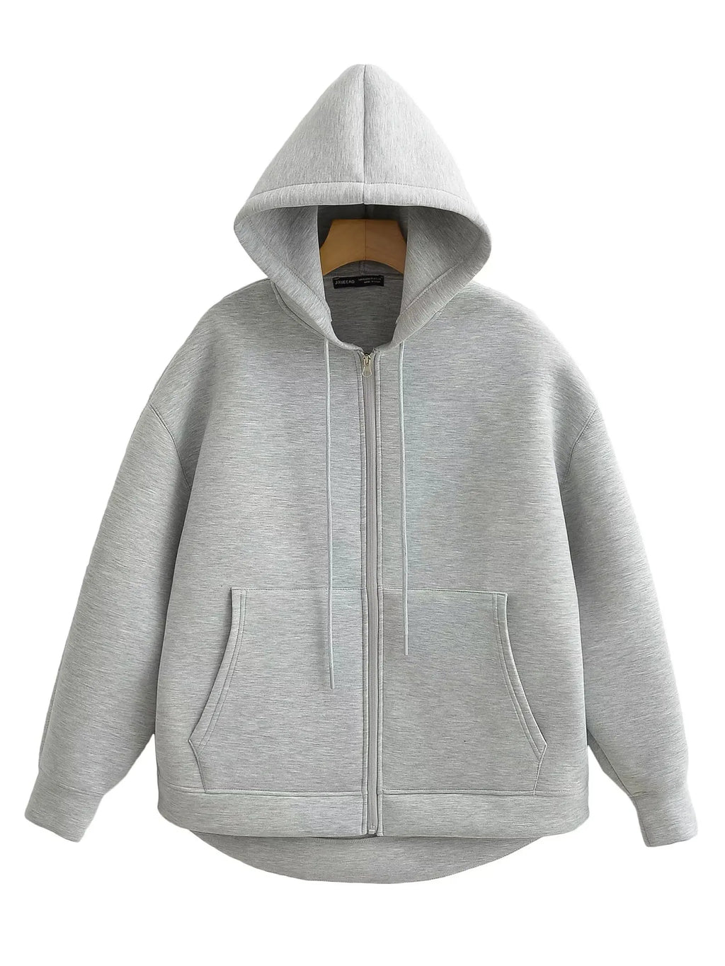 HH Otoño Invierno mujer cremallera Sudadera con capucha abrigo High Street bolsillos dobles chaqueta de gran tamaño sudaderas sueltas prendas de vestir exteriores Top