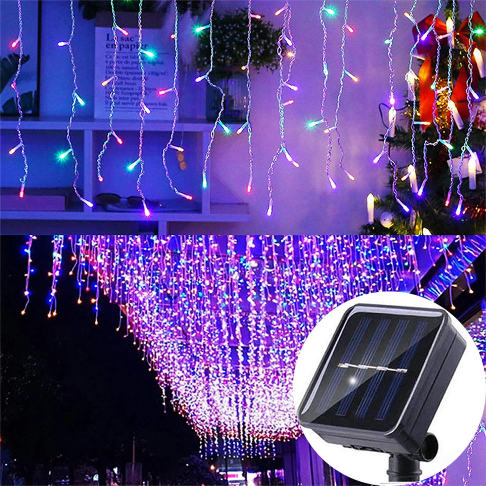 Guirnalda Solar LED en Forma de Carámbanos 3.5M para Jardín y Eventos