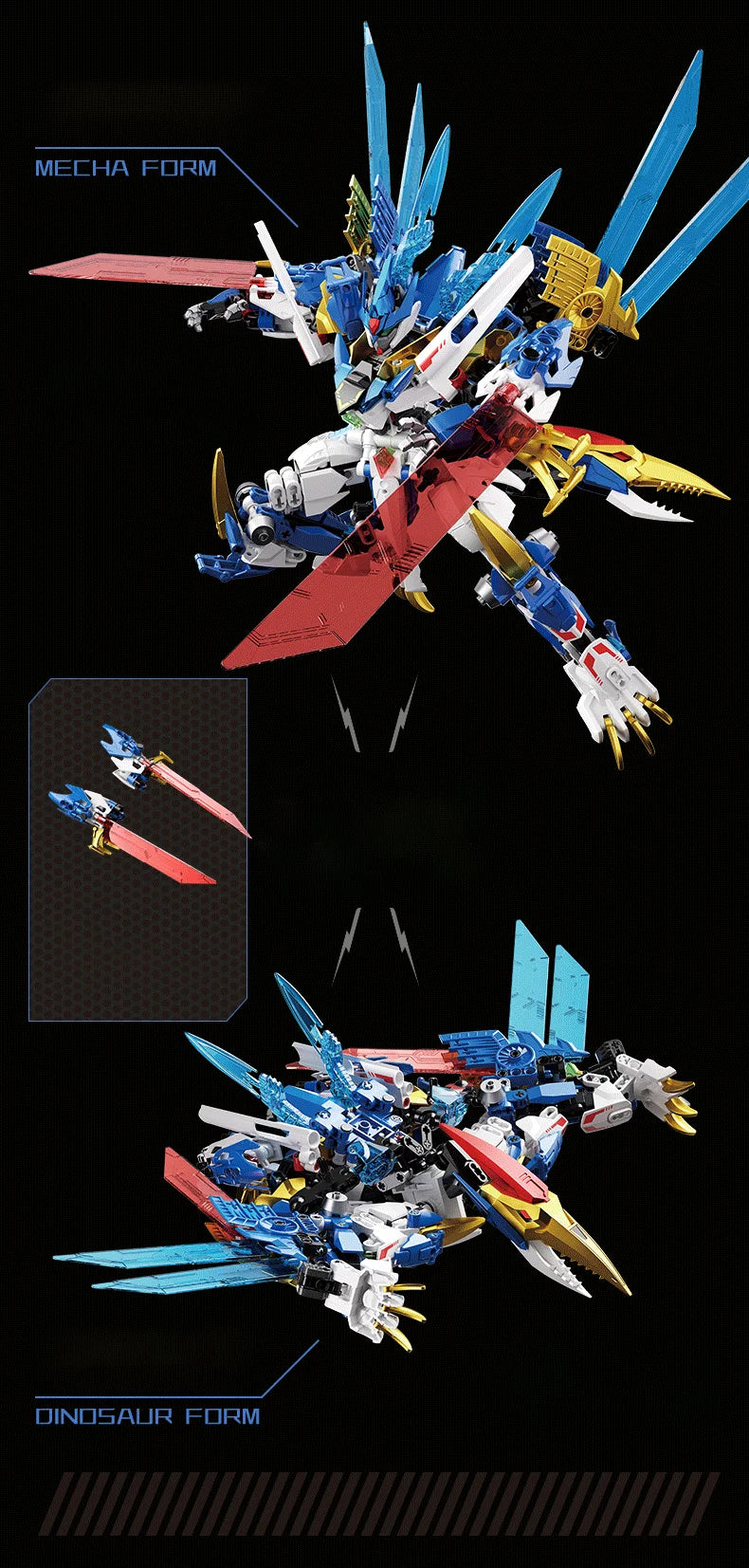 Bloques de construcción para niños, juguete de ladrillos para armar dinosaurio Mecha rex, serie F5-A0007, 2 en 1