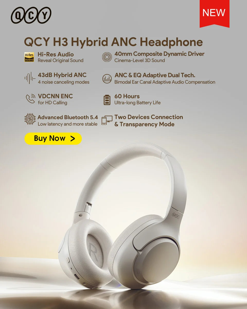 QCY H3 Auriculares ANC LDAC Bluetooth 5.4 60h