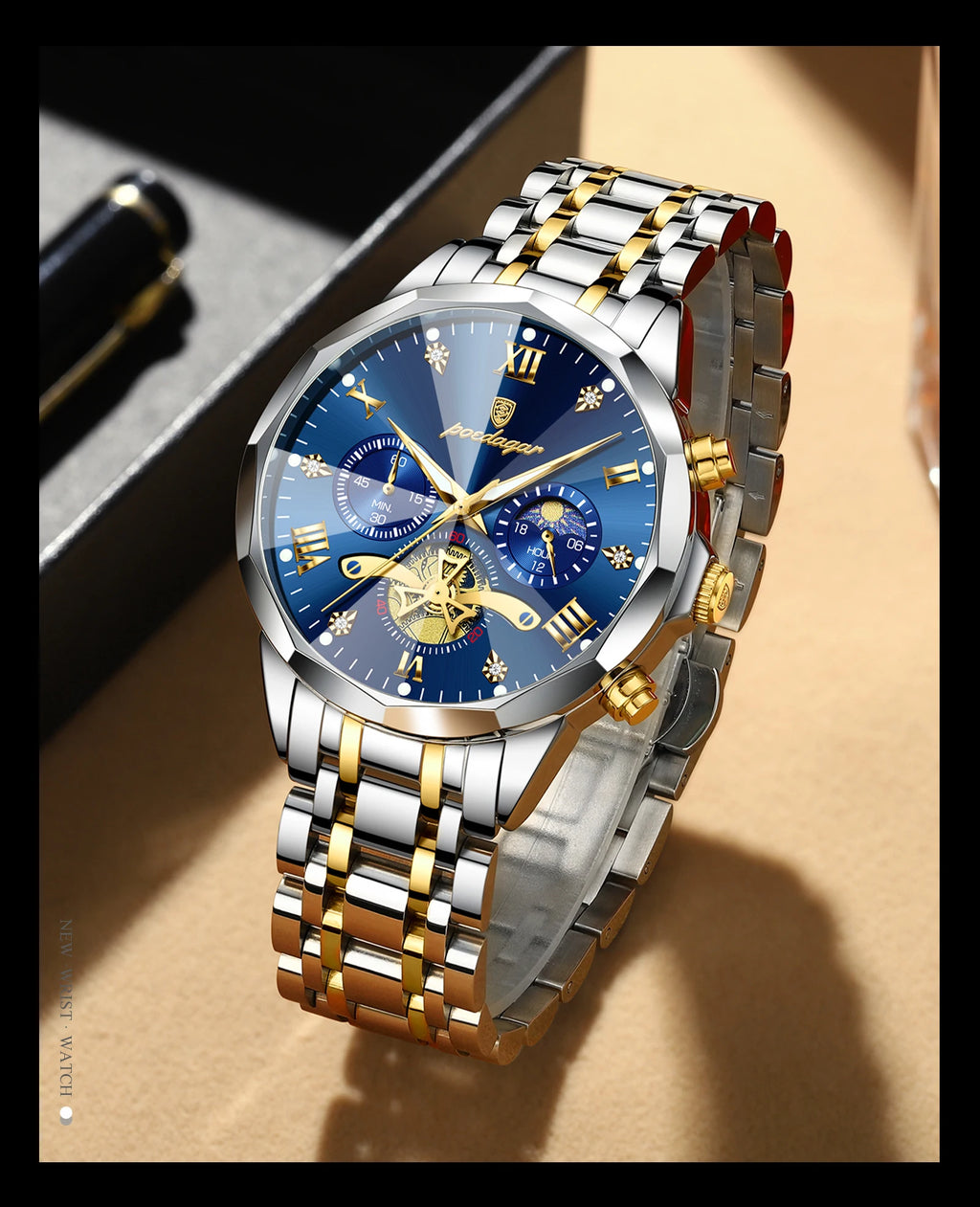 Reloj POEDAGAR de Lujo Cuarzo Acero Inoxidable