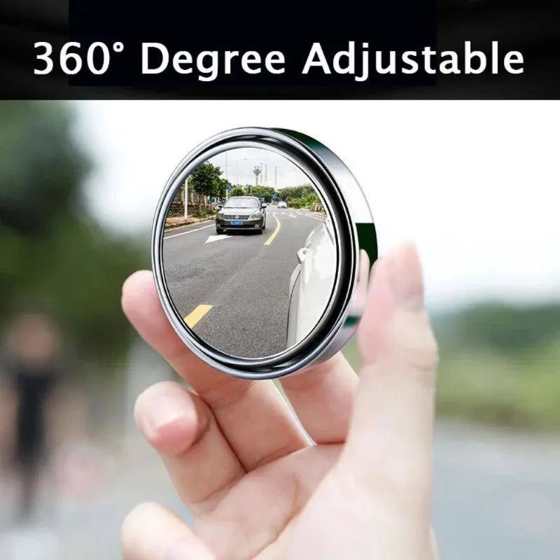 Espejo de punto ciego convexo con marco redondo, gran angular de 360 grados, espejo retrovisor transparente ajustable, accesorios para coche, 2 uds.