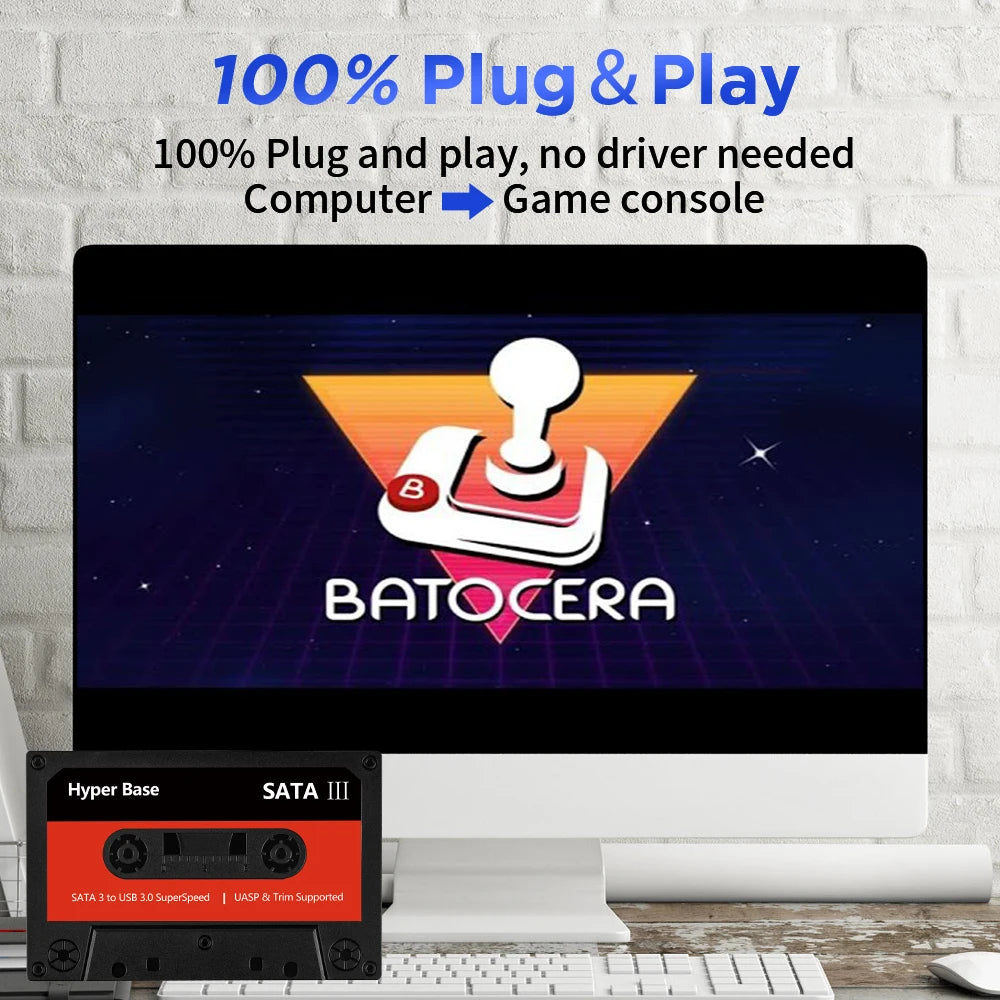 Batocera 35.linux 500G HDD externo juego disco duro consolas de juegos más de 48000 juegos para PSP/MAME/N64/DC/3DO/NES para PC/portátil/Mac