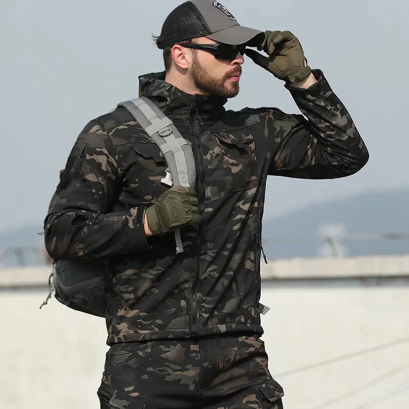 Chaqueta Táctica Militar Impermeable con Capucha para Hombre
