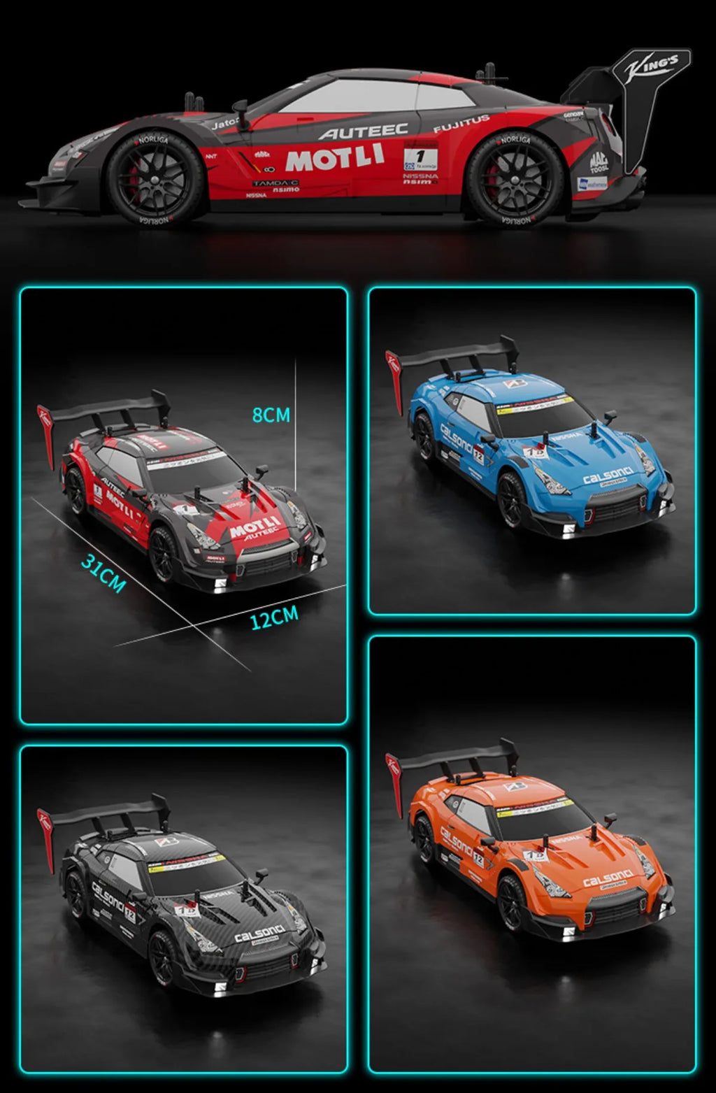 GTR 2,4G Drift Racing Car 4WD todoterreno, vehículo de Control remoto juguetes electrónicos para Hobby para niños coche RC