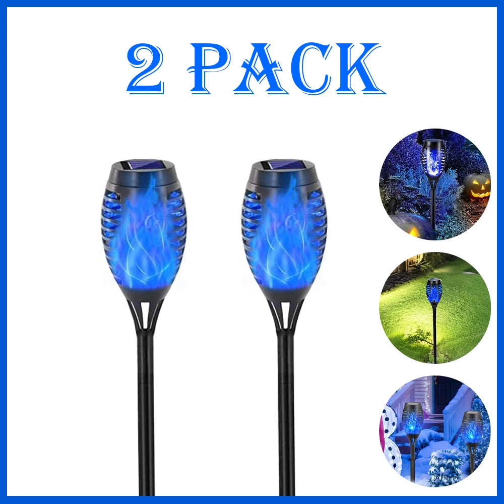 Luces Solares Antorcha Llama Solar RGB 12LED para Jardín Pack x6