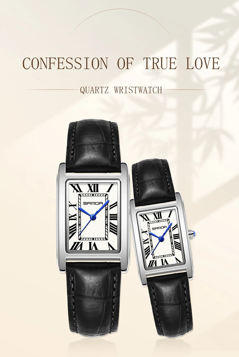 Relojes de Cuarzo SANDA para Pareja, Correa de Cuero
