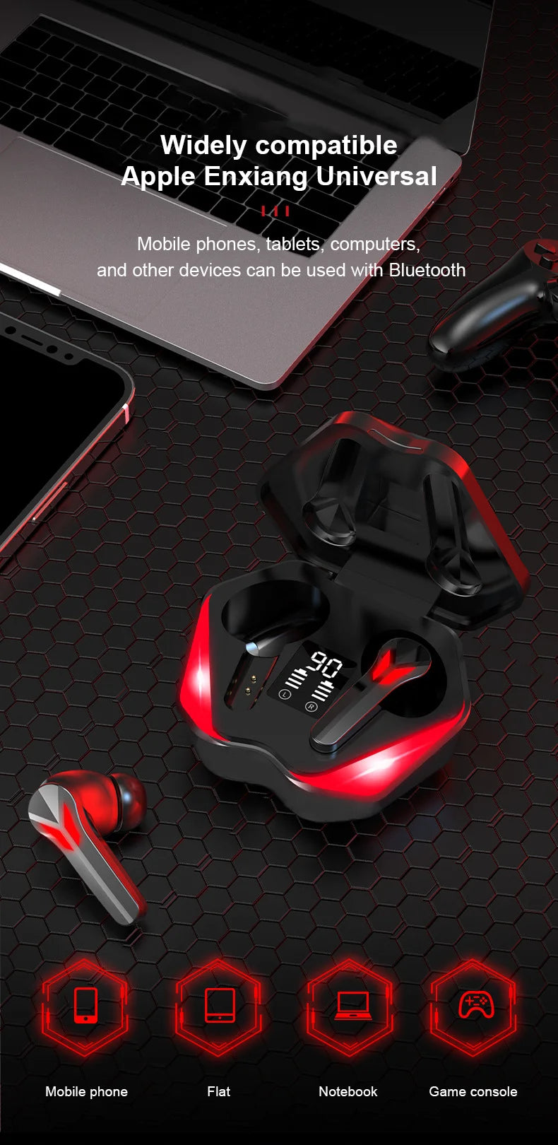 Auriculares Bluetooth 5.2 TWS Inalámbricos con Micrófono y Estuche