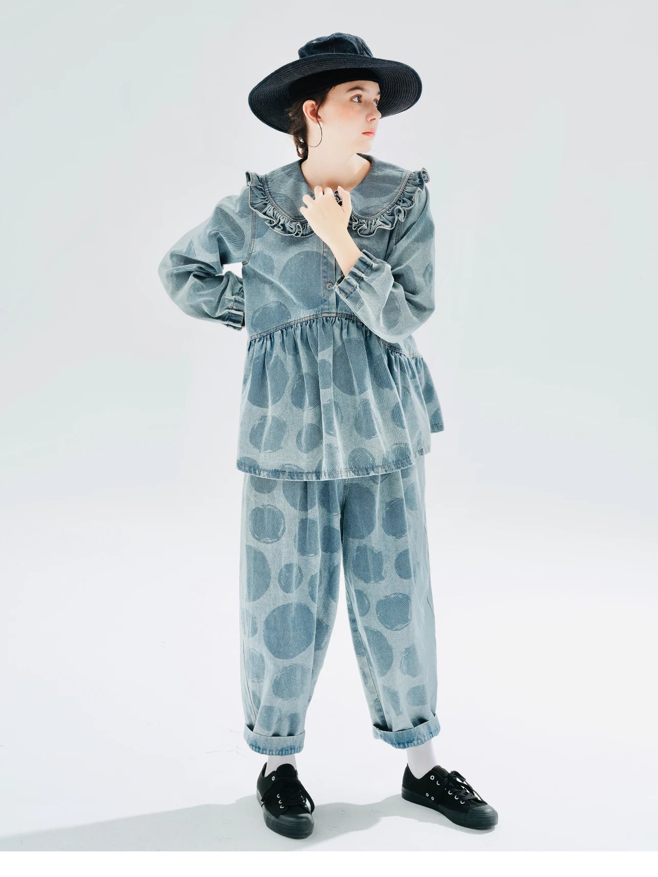 Pantalones Vaqueros de Algodón Holgados con Estampado