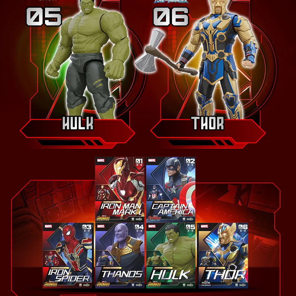 Los Vengadores Original Fondjoy Iron Man MK50 Iron Spider Thor Thanos Hulk figura de acción modelo colección de figuras móviles juguete para niños