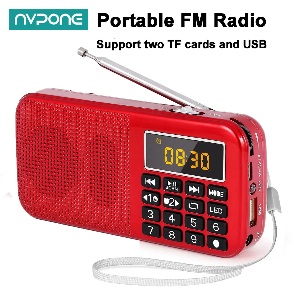 Radio FM Portátil Digital MP3 con Altavoz y Reproductor USB SD TF