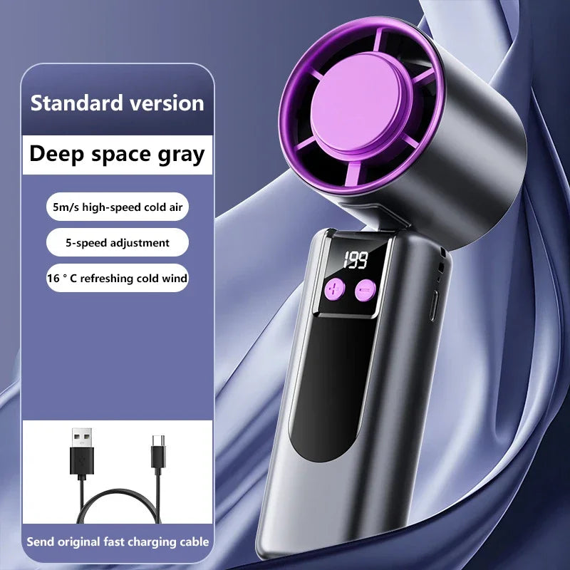 Ventilador de Mano con 199 Velocidades y Pantalla Digital