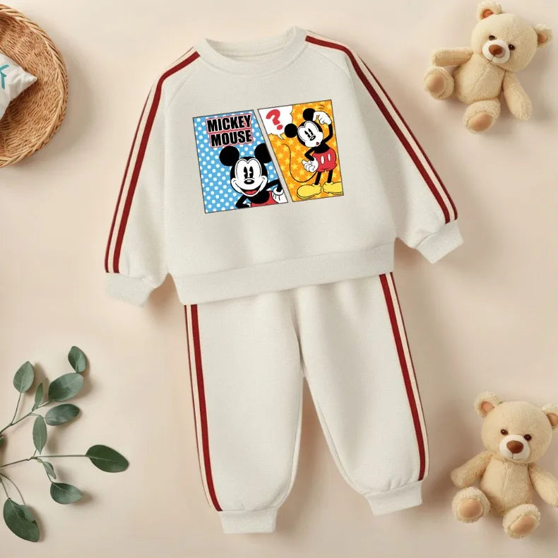 Conjuntos de sudaderas informales con estampado de dibujos animados para niños, sudaderas con capucha y cuello redondo, pantalón largo, traje de dos piezas, chándal para niñas, primavera 2026