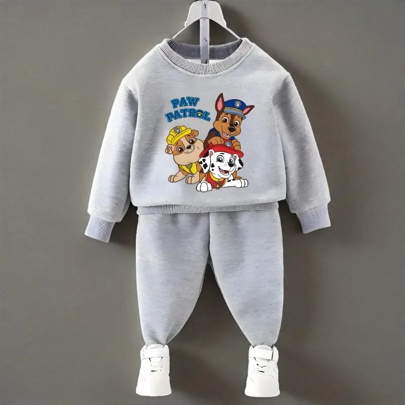 PAW Patrol primavera otoño niños jersey con cuello redondo y pantalón de chándal conjunto de dos piezas sudaderas con capucha casuales para niños conjuntos de ropa deportiva para niños traje