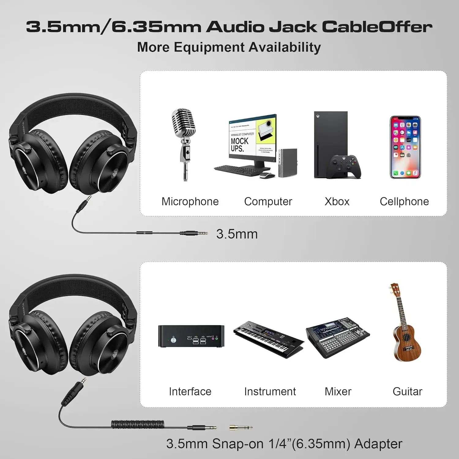 Auriculares de estudio DJ auriculares profesionales 40kHz estéreo de alta resolución 3,5mm/6,35mm conector de Audio grabación con cable auriculares Monitor de Audio