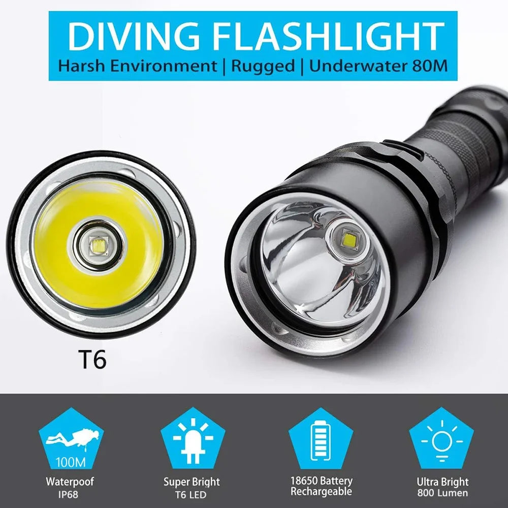Linterna de Buceo LED Impermeable IP68