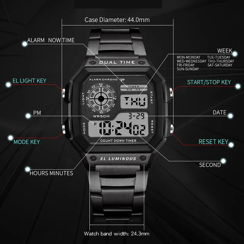 Reloj Deportivo YIKAZE Digital LED con Cuenta Atrás