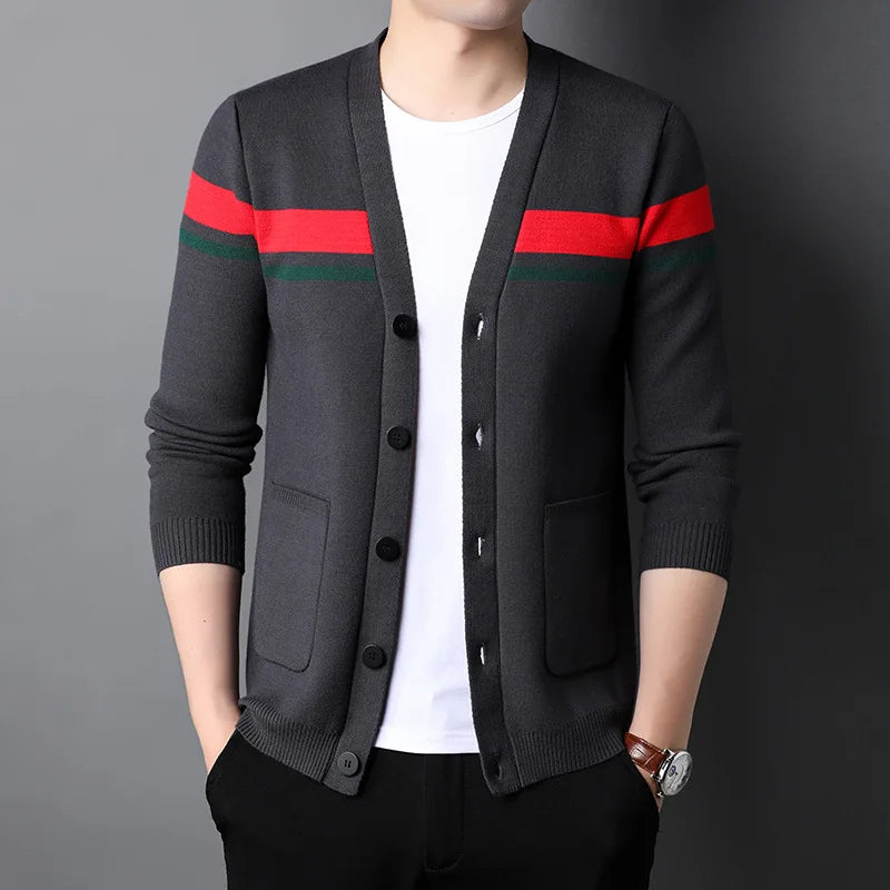 Cárdigan de Punto para Hombre con Cuello en V — Estilo Casual