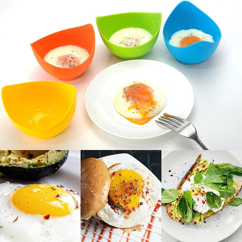 LMETJMA-Tazas de silicona para escalfador de huevos, molde para hervir huevos, con soportes de anillo, para freidora de aire por microondas, 4 piezas, JT85