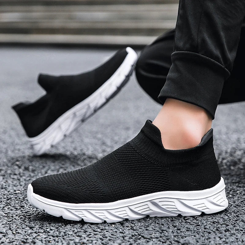 Zapatos informales transpirables para hombre, zapatos vulcanizados sin cordones, zapatillas informales ligeras para hombre, zapatos planos antideslizantes suaves, mocasines para exteriores