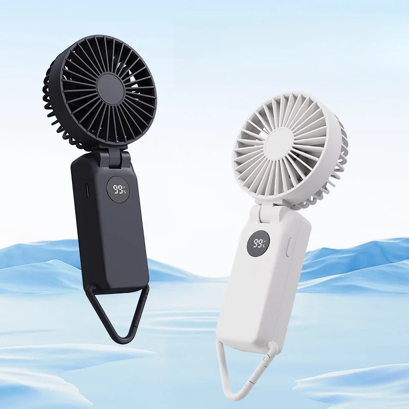 Nuevo Mini ventilador portátil de mano de 1800mAh, diseño de pantalla LED, 3 engranajes para aparatos de refrigeración portátiles de verano para interiores y exteriores